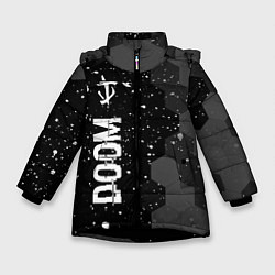 Куртка зимняя для девочки Doom glitch на темном фоне: по-вертикали, цвет: 3D-черный