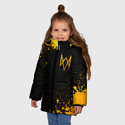 Куртка зимняя для девочки Watch Dogs - gold gradient: надпись, символ, цвет: 3D-черный — фото 2
