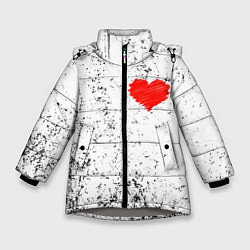 Куртка зимняя для девочки Сердце карандашом, цвет: 3D-светло-серый