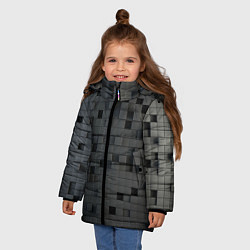 Куртка зимняя для девочки Пиксельный объёмный паттерн, цвет: 3D-светло-серый — фото 2