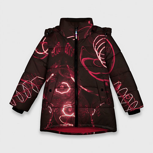 Зимняя куртка для девочки Неоновые тусклые фонари / 3D-Красный – фото 1