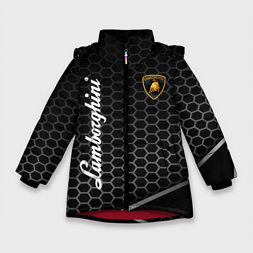 Зимняя куртка для девочки Lamborghini карбон / 3D-Красный – фото 1
