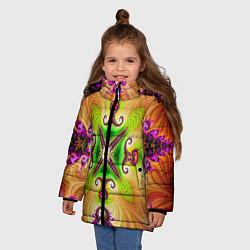 Куртка зимняя для девочки Яркий фрактальный узор, цвет: 3D-красный — фото 2