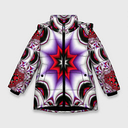 Куртка зимняя для девочки Грубый фрактальный узор, цвет: 3D-черный