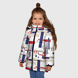 Куртка зимняя для девочки Геометрический узор Орион красно-синий на белом, цвет: 3D-красный — фото 2