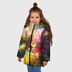 Куртка зимняя для девочки Цветы абстракция, цвет: 3D-красный — фото 2