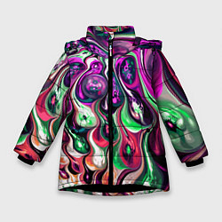 Куртка зимняя для девочки Движение вируса, цвет: 3D-черный