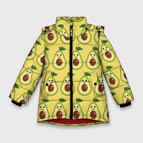 Зимняя куртка для девочки Авокадо Паттерн - Желтая версия / 3D-Красный – фото 1