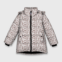 Куртка зимняя для девочки Лица в квадрате, цвет: 3D-черный