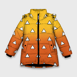 Куртка зимняя для девочки Оранжевое кимоно с треугольниками - Зеницу клинок, цвет: 3D-черный
