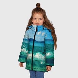 Куртка зимняя для девочки Волна набегает на берег, цвет: 3D-красный — фото 2