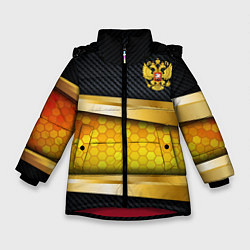 Куртка зимняя для девочки Black & gold - герб России, цвет: 3D-красный
