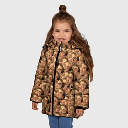 Куртка зимняя для девочки Николас Кейдж мем, цвет: 3D-красный — фото 2