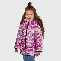Куртка зимняя для девочки Розовые черепа паттерн, цвет: 3D-светло-серый — фото 2