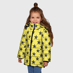 Куртка зимняя для девочки Звездный фон желтый, цвет: 3D-светло-серый — фото 2