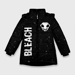Куртка зимняя для девочки Bleach glitch на темном фоне: надпись, символ, цвет: 3D-черный