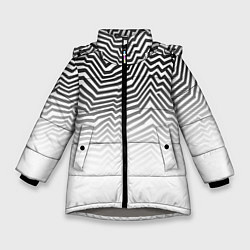 Куртка зимняя для девочки Гипнотические узоры, градиент, цвет: 3D-светло-серый