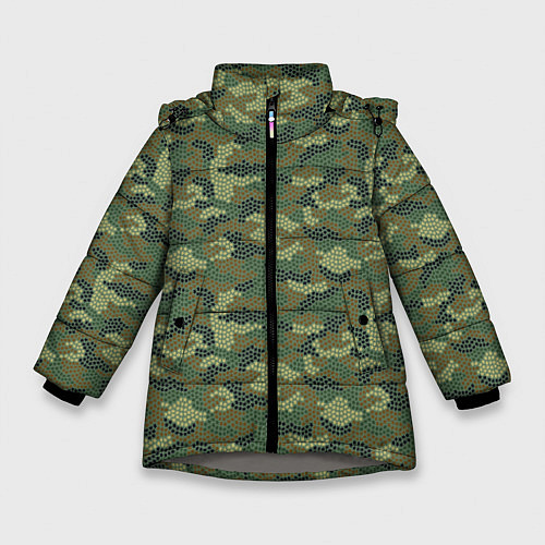 Зимняя куртка для девочки Милитари звезда мини / 3D-Светло-серый – фото 1
