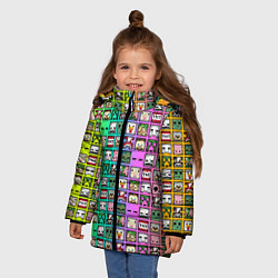 Куртка зимняя для девочки Minecraft characters neon, цвет: 3D-светло-серый — фото 2