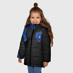 Куртка зимняя для девочки Черно-синий герб России, цвет: 3D-красный — фото 2