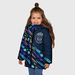 Куртка зимняя для девочки PSG градиентные мячи, цвет: 3D-черный — фото 2