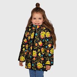Куртка зимняя для девочки Русский яркий узор, цвет: 3D-черный — фото 2