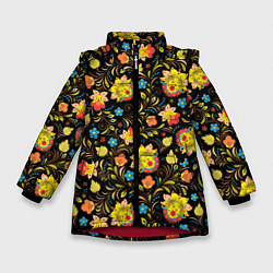 Куртка зимняя для девочки Русский яркий узор, цвет: 3D-красный