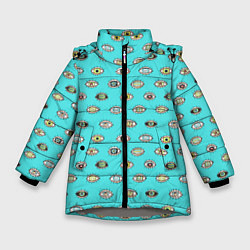 Куртка зимняя для девочки Глаза с разными зрачками поп арт, цвет: 3D-светло-серый