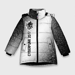 Куртка зимняя для девочки Cyberpunk 2077 glitch на светлом фоне: по-вертикал, цвет: 3D-черный