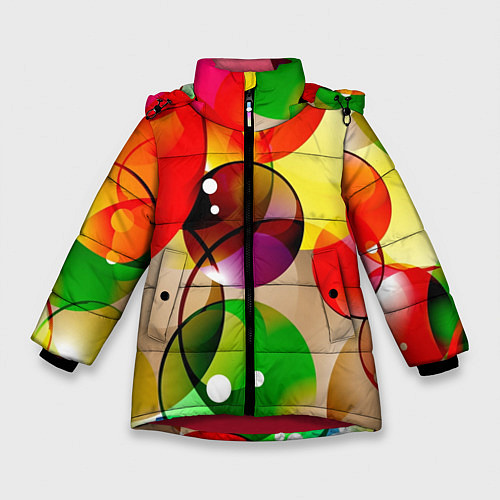 Зимняя куртка для девочки Большие мыльные пузыри / 3D-Красный – фото 1