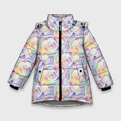 Куртка зимняя для девочки Акварельные пузыри, цвет: 3D-светло-серый