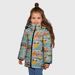 Куртка зимняя для девочки Фантастические животные, цвет: 3D-черный — фото 2