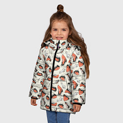 Куртка зимняя для девочки Рот с языком поп арт, цвет: 3D-светло-серый — фото 2
