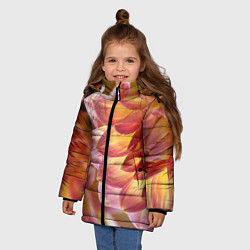 Куртка зимняя для девочки Оранжевые георгины лепестки, цвет: 3D-черный — фото 2