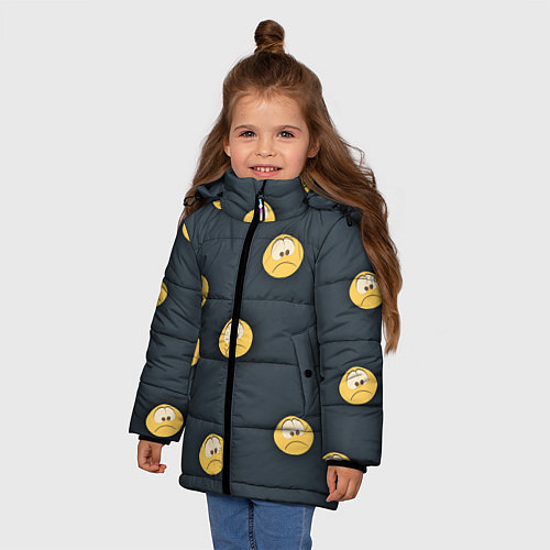 Зимняя куртка для девочки Грусть смайла / 3D-Светло-серый – фото 3