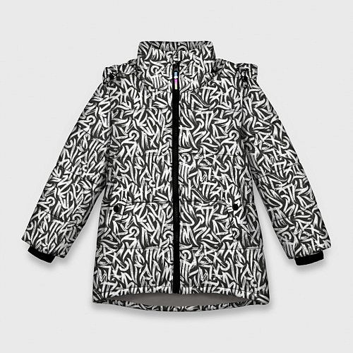 Зимняя куртка для девочки Надпись краской / 3D-Светло-серый – фото 1