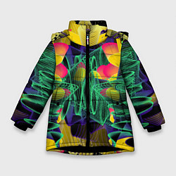 Зимняя куртка для девочки Цветная абстрактная полоса графика