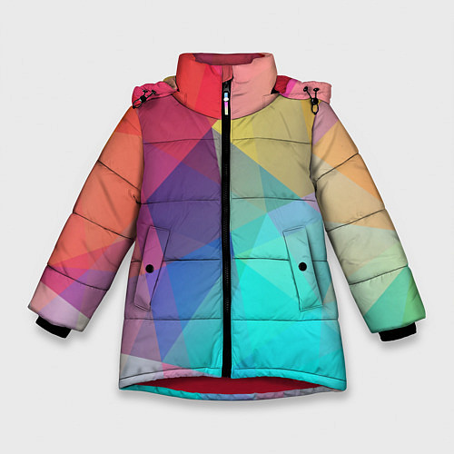 Зимняя куртка для девочки Нежный разноцветный фон / 3D-Красный – фото 1
