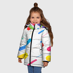 Куртка зимняя для девочки Разноцветные круги и полосы, цвет: 3D-светло-серый — фото 2