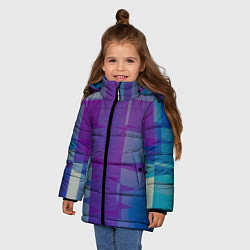 Куртка зимняя для девочки Геометрические объёмные фиолетовые кубы, цвет: 3D-красный — фото 2