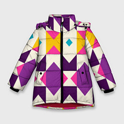 Зимняя куртка для девочки Геометрический цветной орнамент