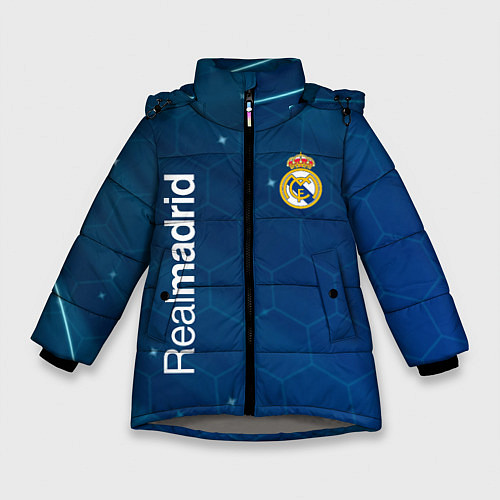 Зимняя куртка для девочки Real madrid голубая абстракция / 3D-Светло-серый – фото 1