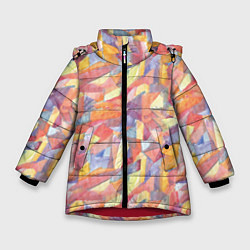 Куртка зимняя для девочки Оранжевая мозаика акварель, цвет: 3D-красный