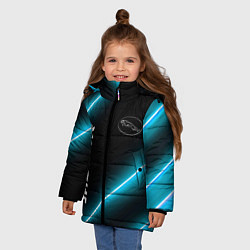 Куртка зимняя для девочки Jaguar неоновые лампы, цвет: 3D-черный — фото 2