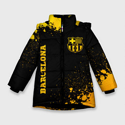 Куртка зимняя для девочки Barcelona - gold gradient: надпись, символ, цвет: 3D-черный