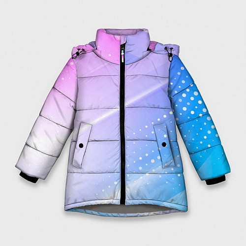 Зимняя куртка для девочки Абстракция с неоном / 3D-Светло-серый – фото 1