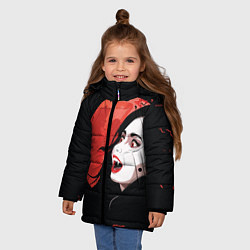 Куртка зимняя для девочки Вампирша на фоне красной луны, цвет: 3D-черный — фото 2