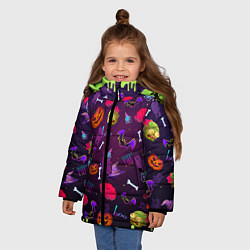 Куртка зимняя для девочки RIP halloween, цвет: 3D-красный — фото 2