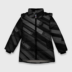 Куртка зимняя для девочки Геометрические объёмные прямоугольники, цвет: 3D-светло-серый