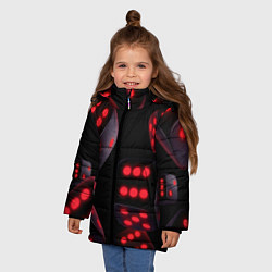 Куртка зимняя для девочки Игральные кости на черном фоне, цвет: 3D-светло-серый — фото 2